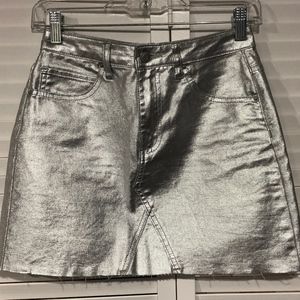 Forever 21 Silver Metallic Jean Skirt